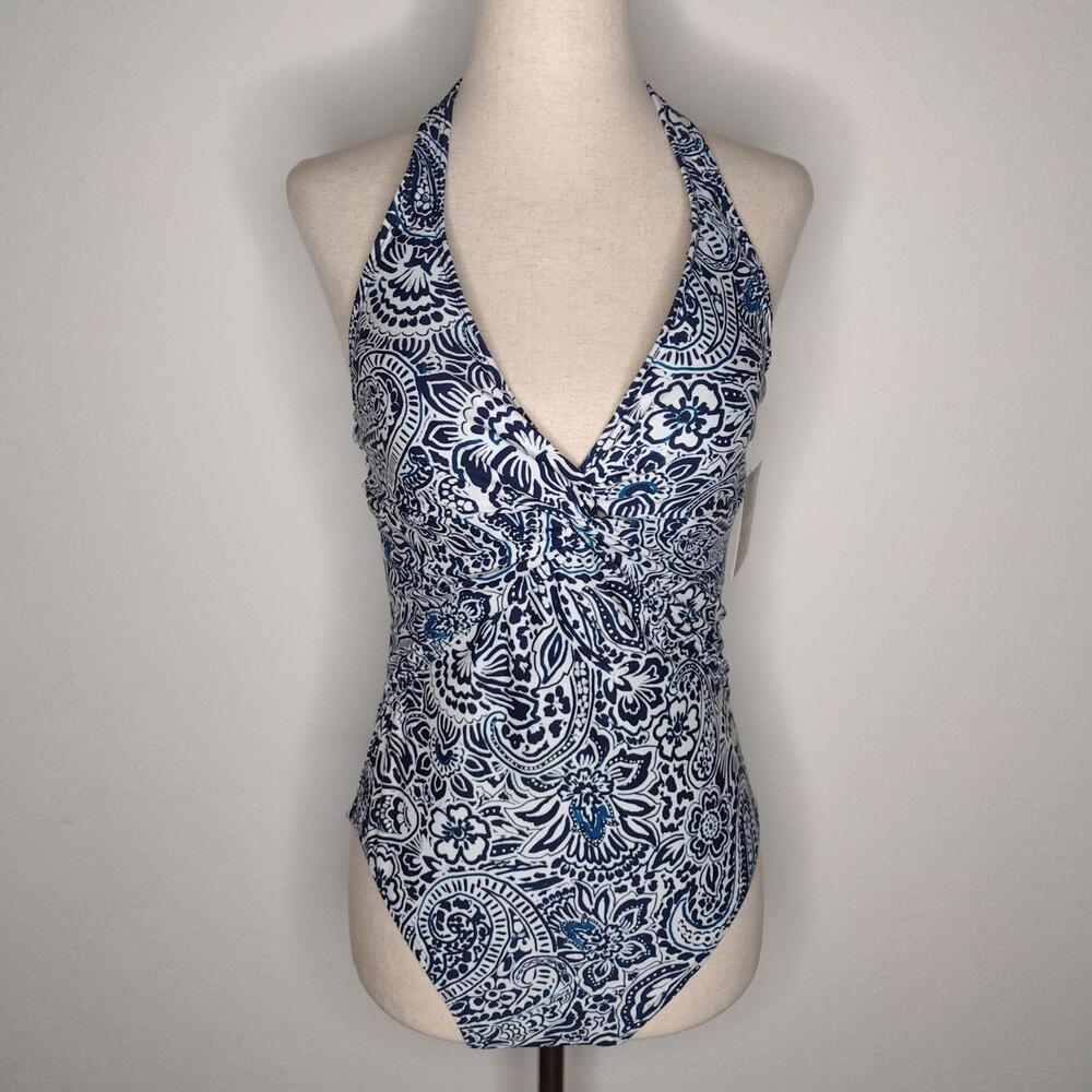 NWT Ellen Tracy Women's Navy/White One-Piece Swimsuit Size 6